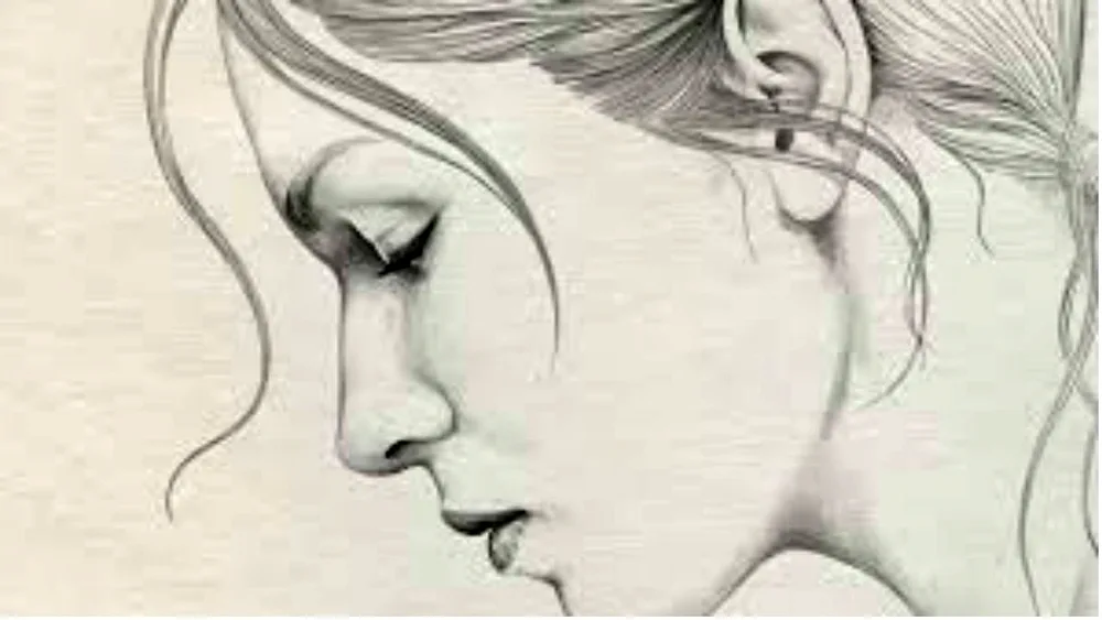 Girl drawing without face