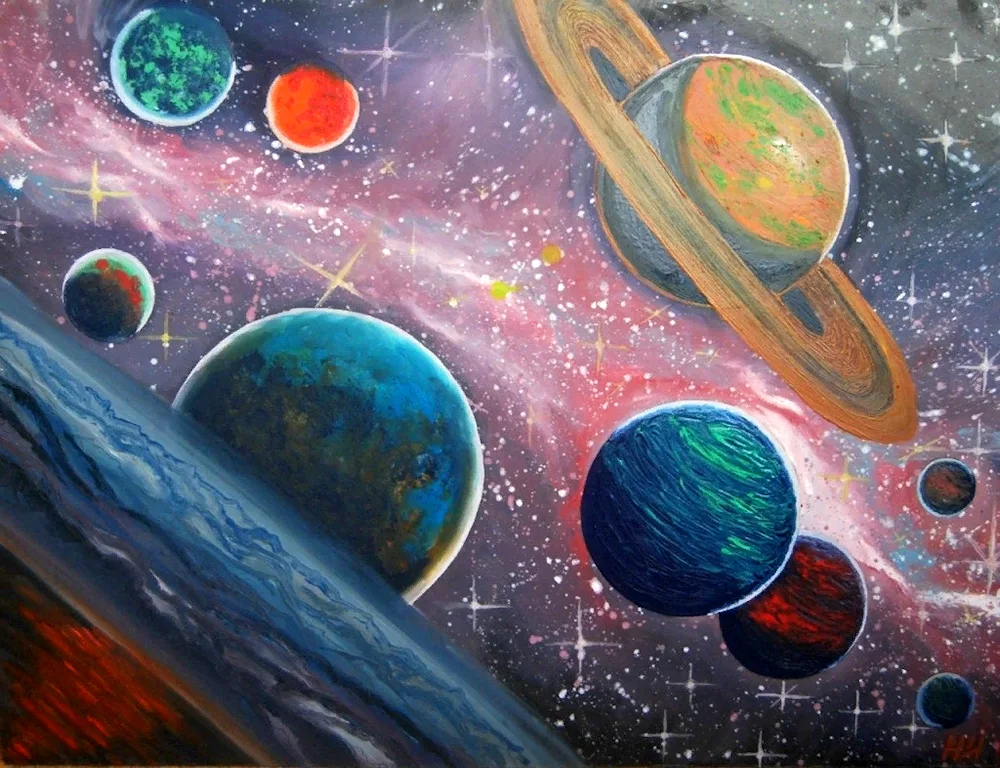 Cosmos drawing. In space