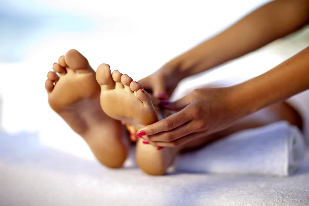 Socked feet
