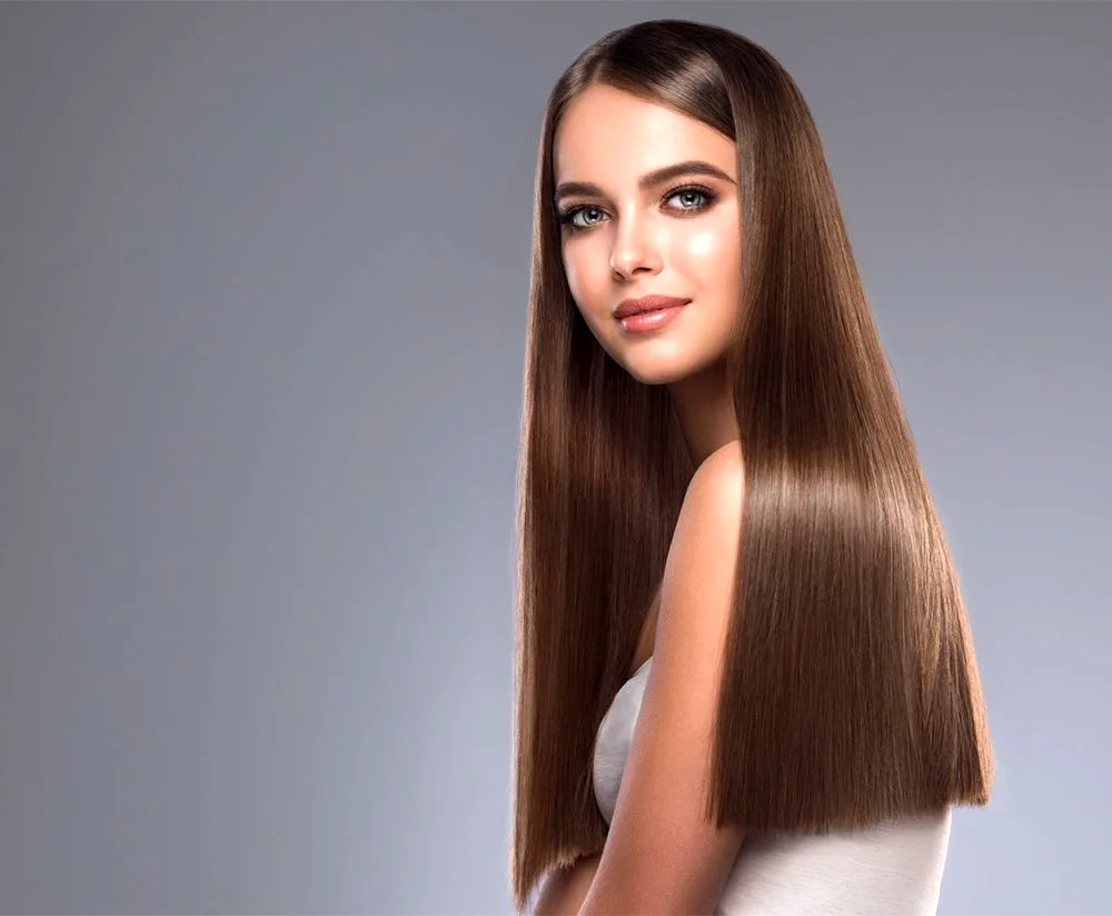 Keratin straightened bob hair