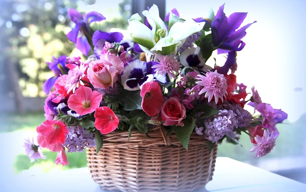 Bouquet in a basket