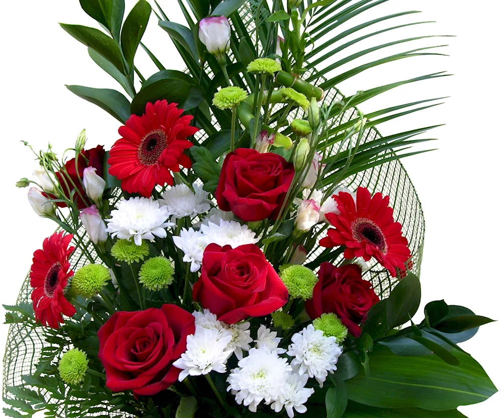 Bouquet of flowers in the hands of a man