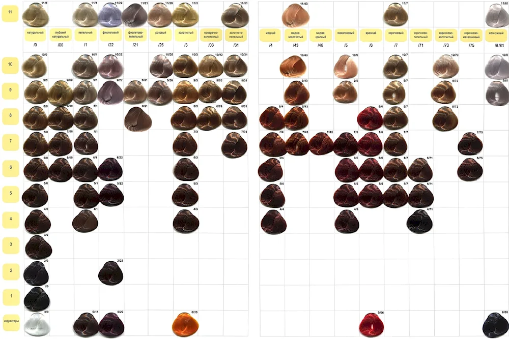 Ollin hair dye colour palette 41