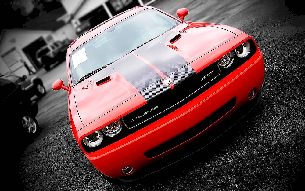 Red car Dodge Challenger