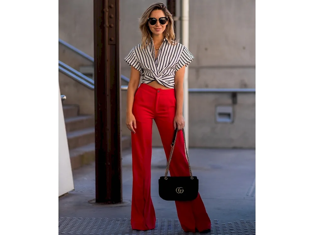 Red palazzo trousers