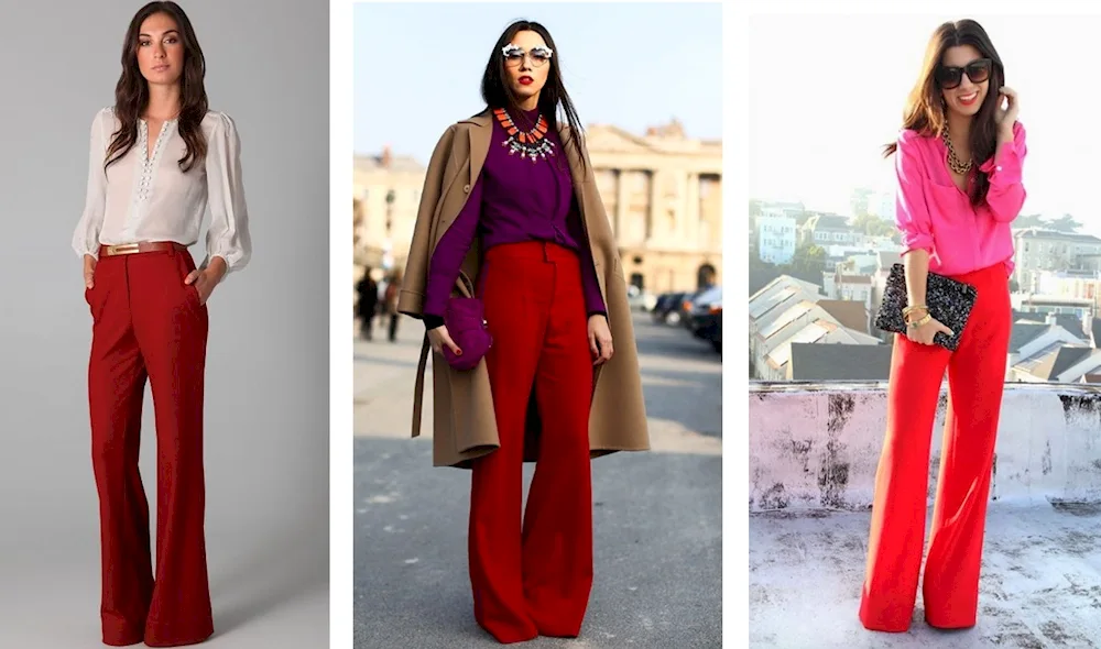 Red palazzo trousers Evening look