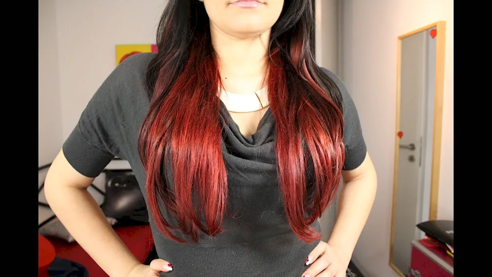 Red ends on dark hair