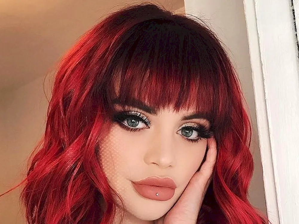 Red hair with bangs