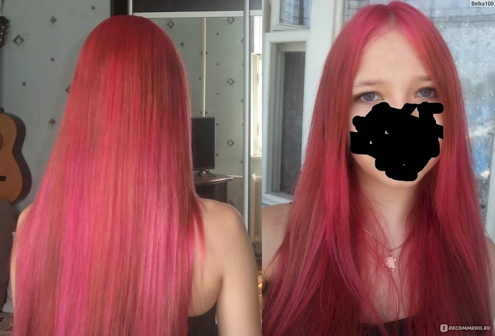 Red colour on blonde hair without lightening