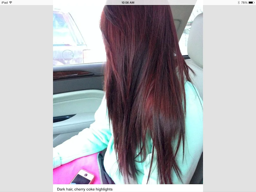 Red colour on dark hair without lightening