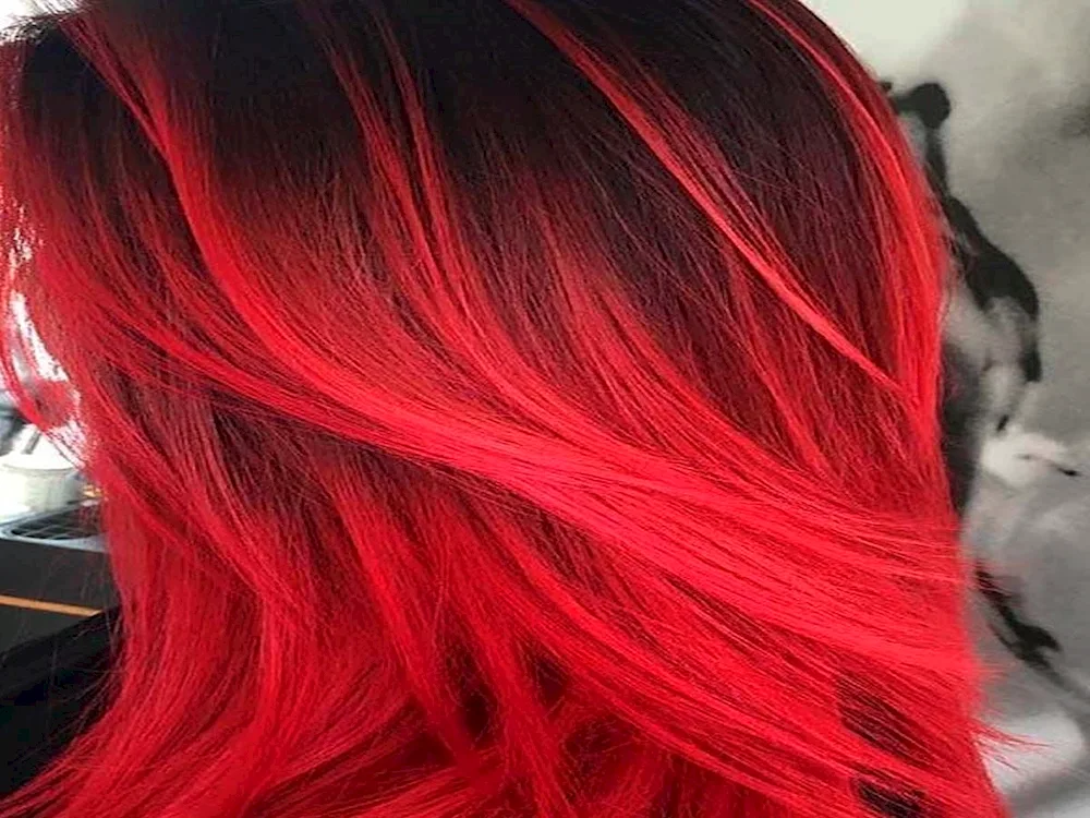 Red ombré on dark hair
