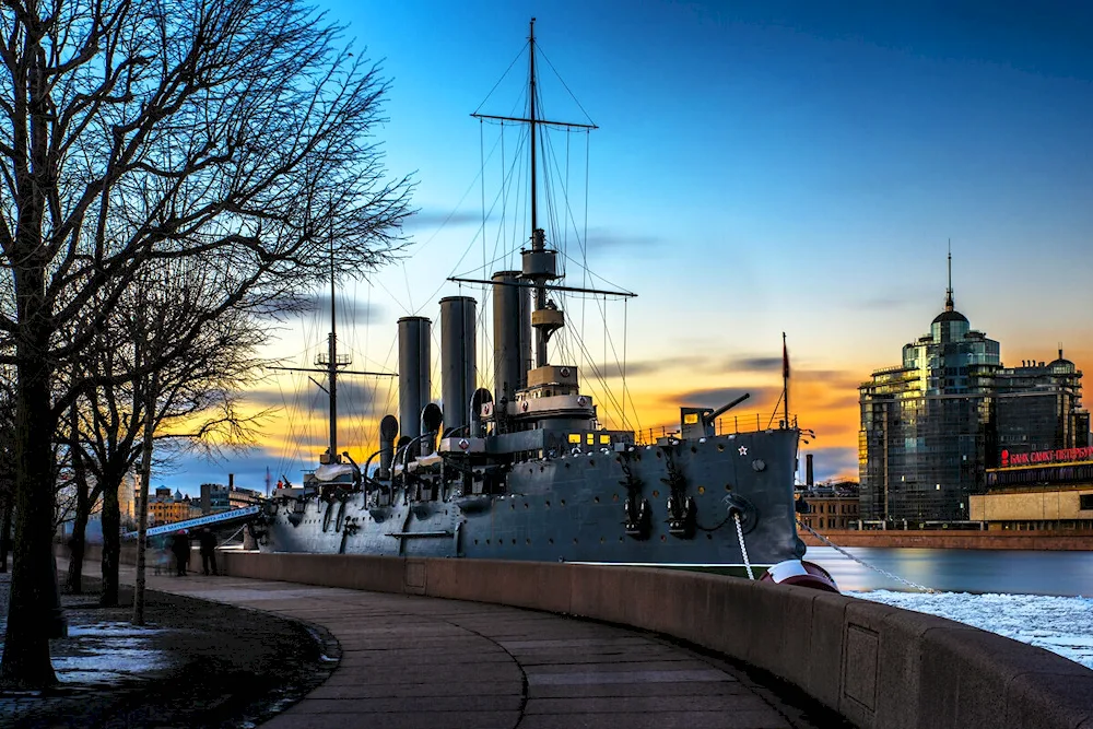 Aurora cruiser in St. Petersburg