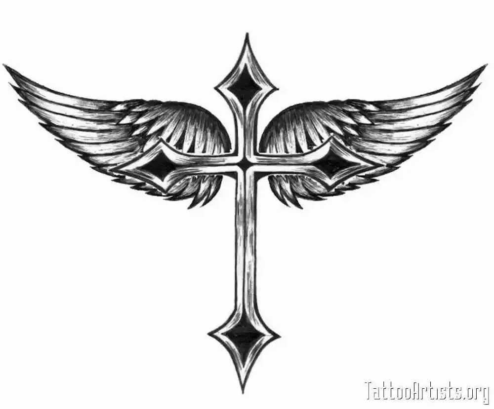 Celtic cross with wings tattoo sketch