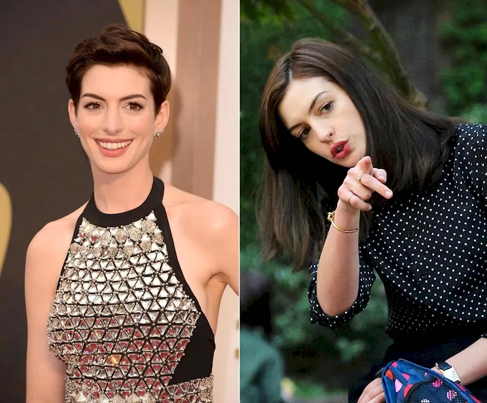 Ann Anne Hathaway with short haircut