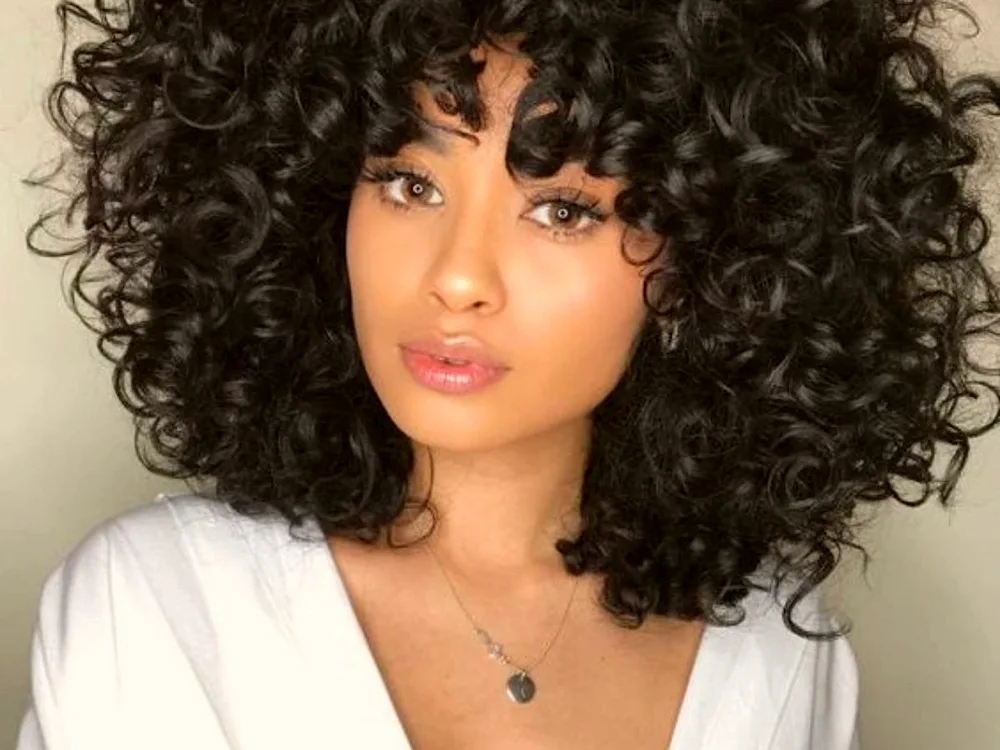 Afro curls on blonde hair