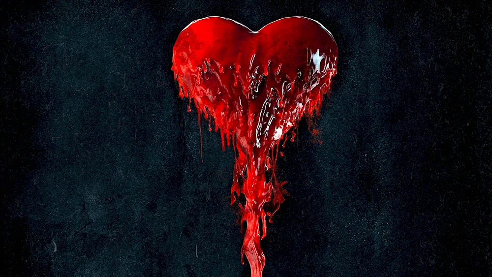 Bloody heart on black background