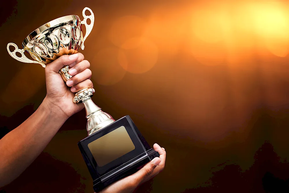 Football player with cup picture for children