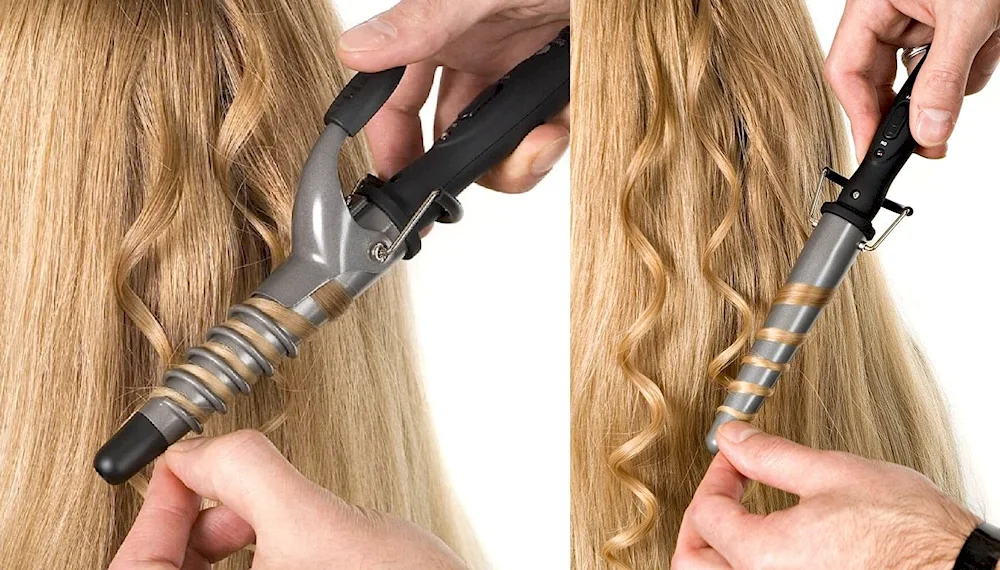 Hairway c035 triple curling iron. Curls on a curling iron for long hair