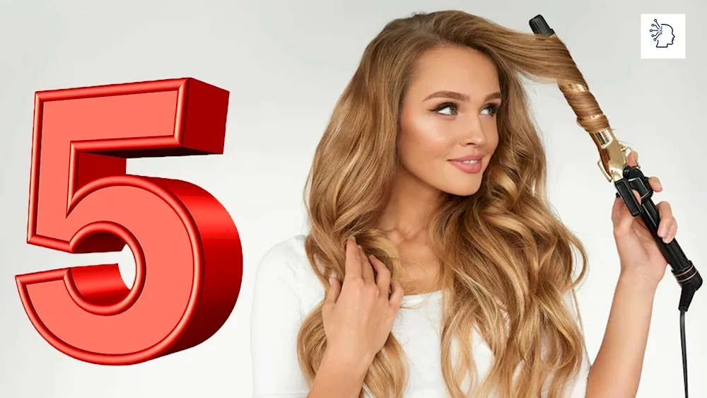 Line curls on a curling iron for long hair