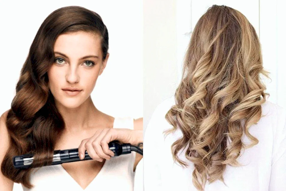 Medium hair curls with iron