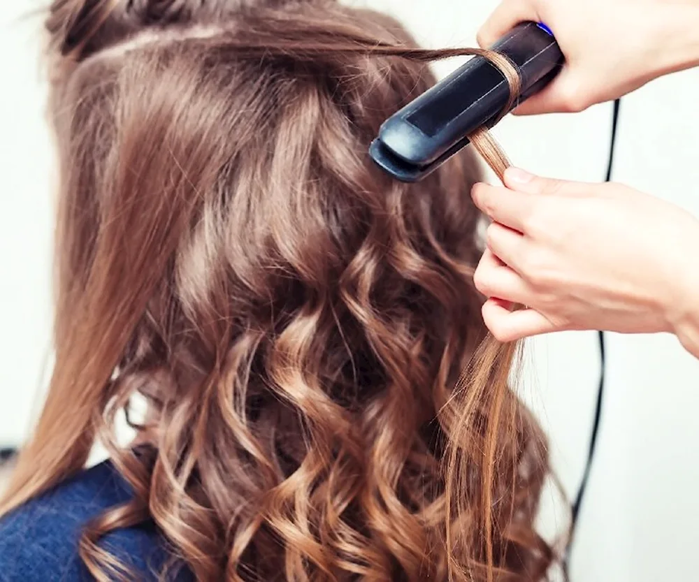 Curls with a curling iron