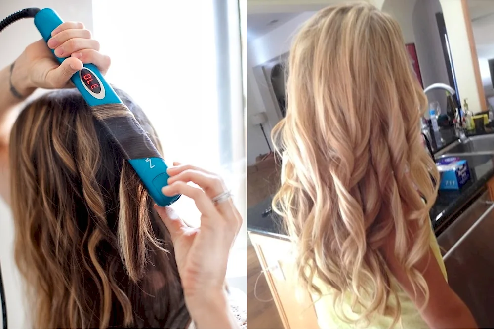 Curls for long hair with a flat iron