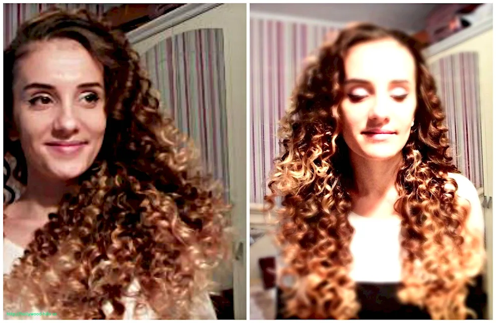 Curls after braids on medium hair