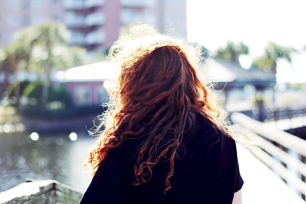 Curly girl from back