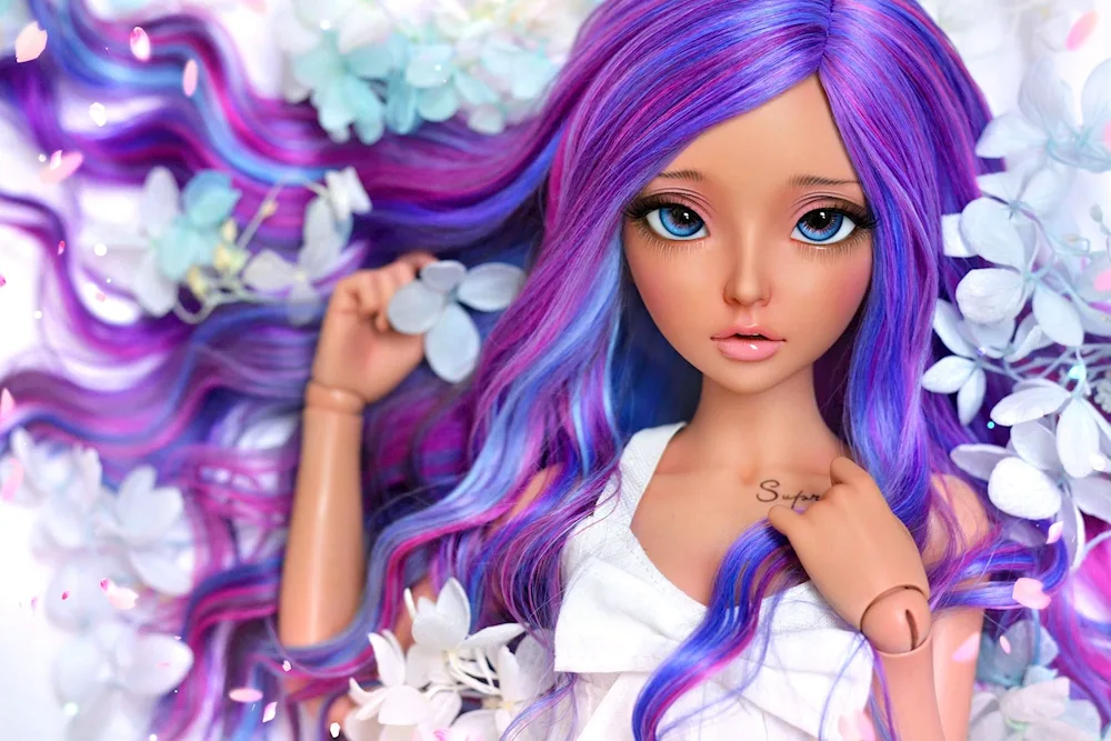 Doll with colourful hair