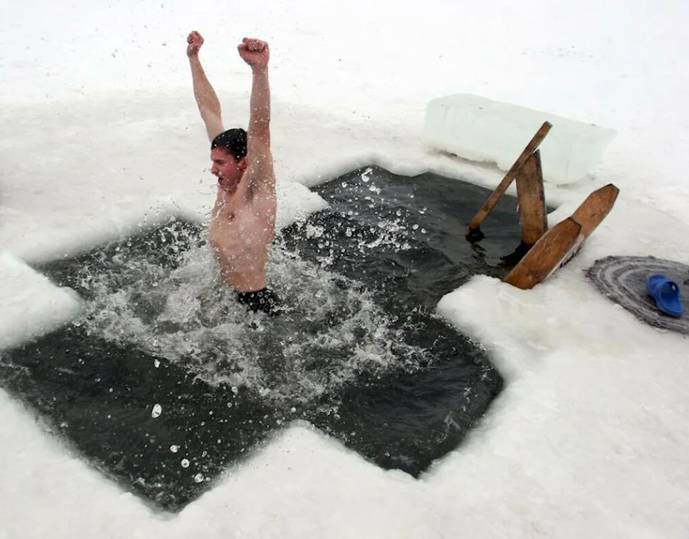 Bathing in an ice-hole