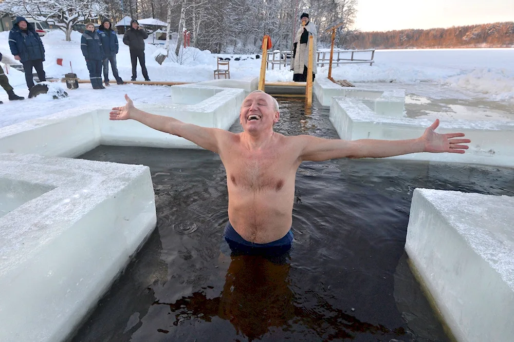 Bathing in the ice-hole on Epiphany 2023