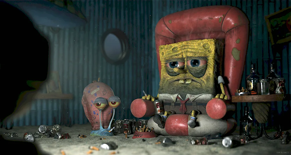 Smoking SpongeBob 3d