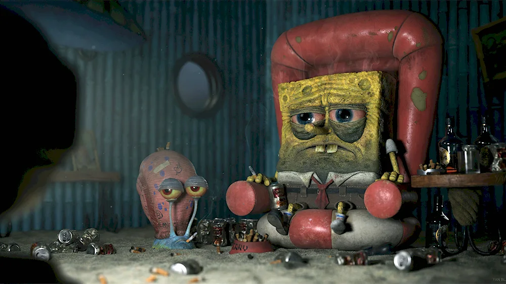 Smoking SpongeBob 3d