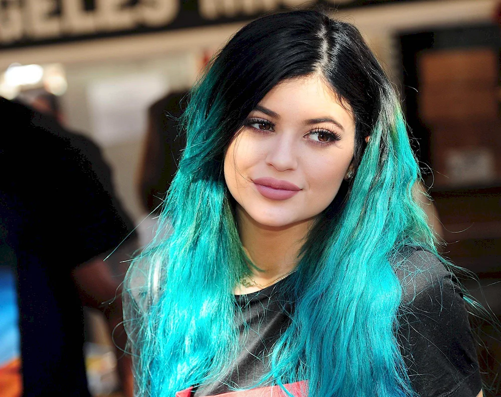 Kylie Jenner with blue hair