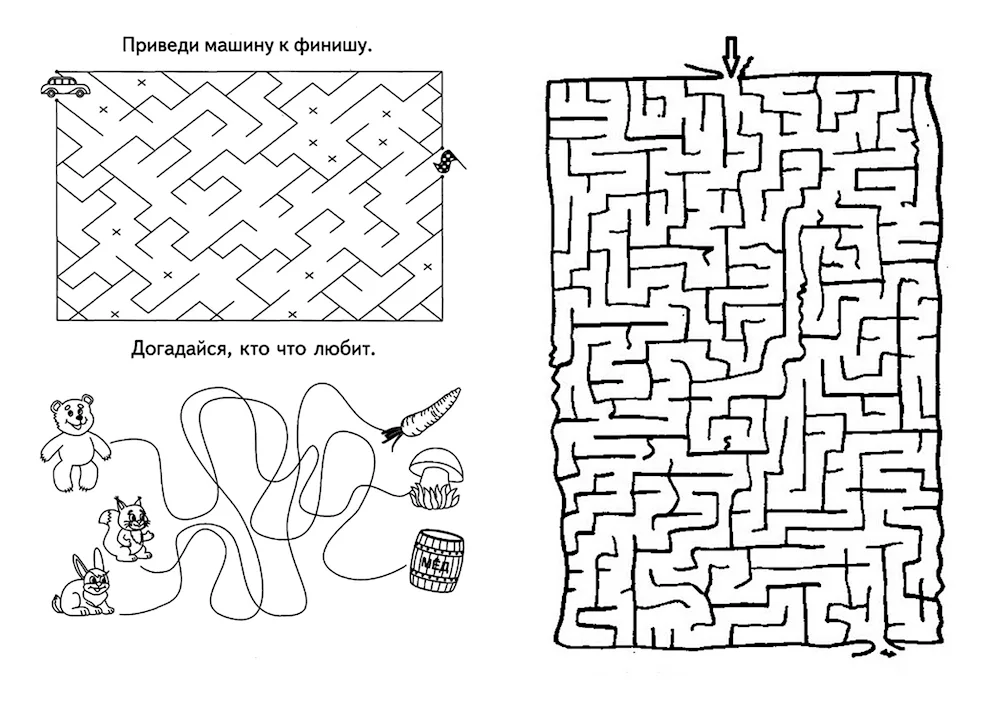 Labyrinth tasks for children 5-6 years old