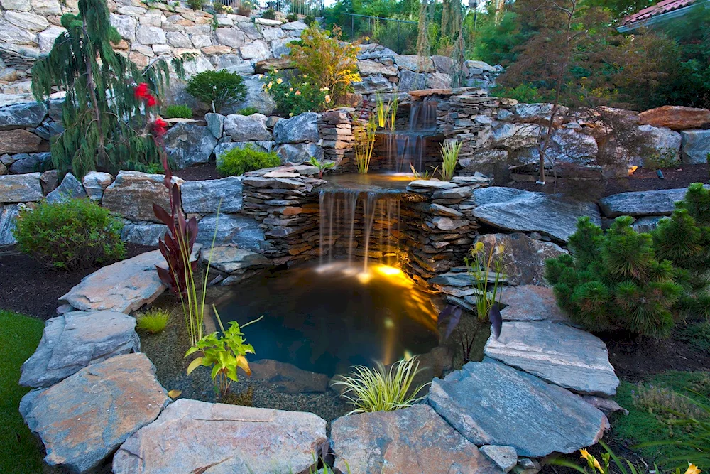 Landscape - pond slide waterfall