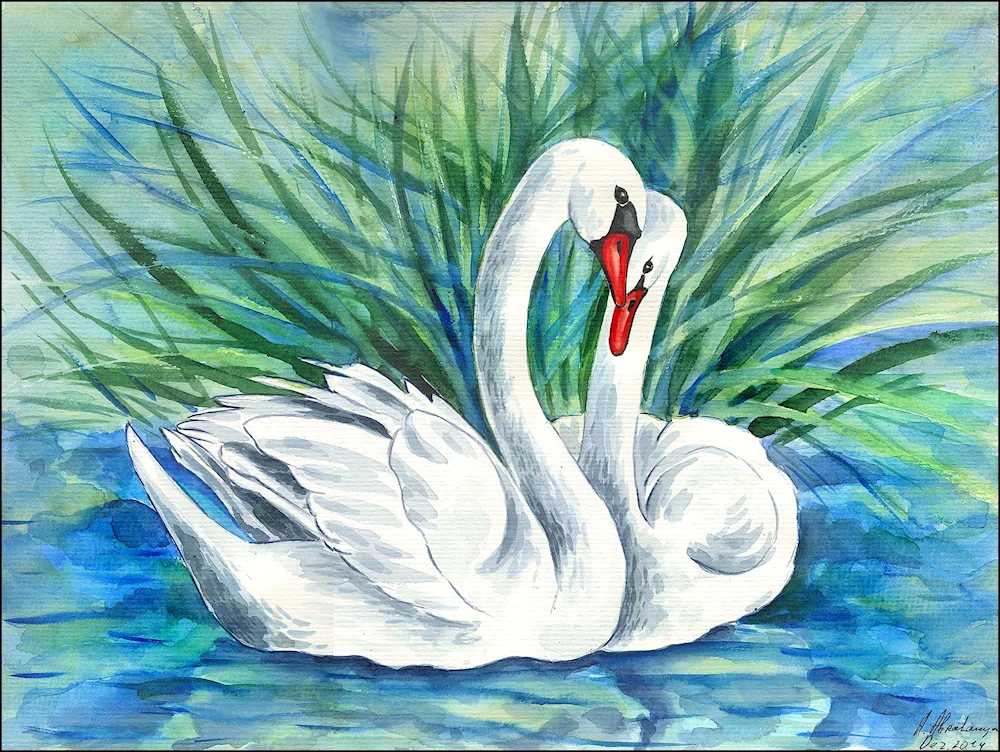 Swan pictures for kids step by step