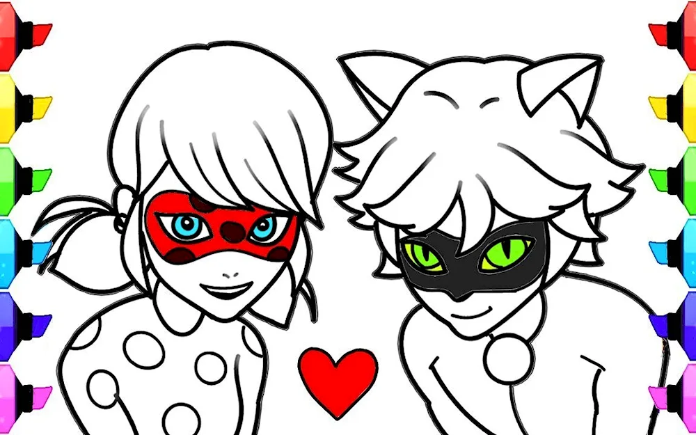 Lady bug and super cat colouring book. cat raskraska