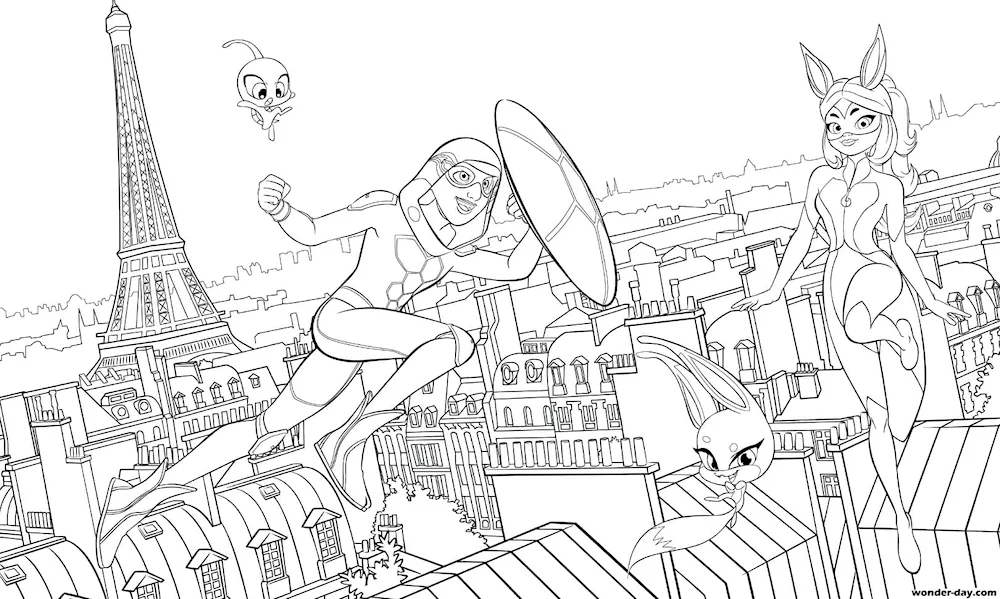 Colouring Lady Bug and Super Cat raskraska