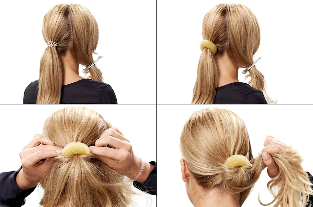 Bouffle bun hairstyles for medium hair.