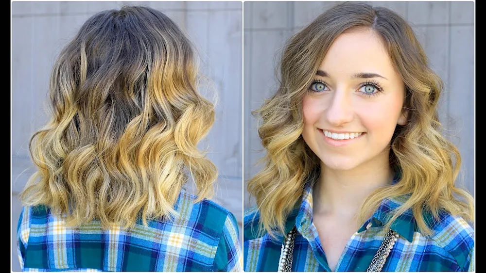 Light curls on medium hair
