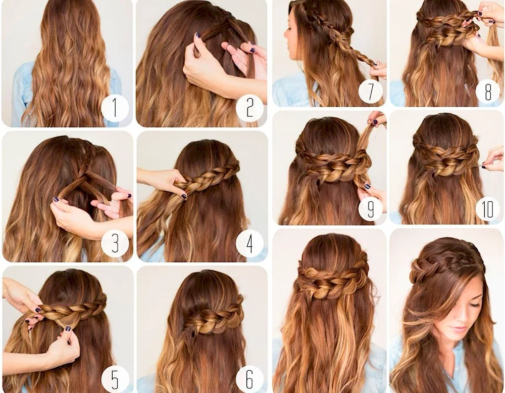 Malvinka hairstyle loose hair and braid