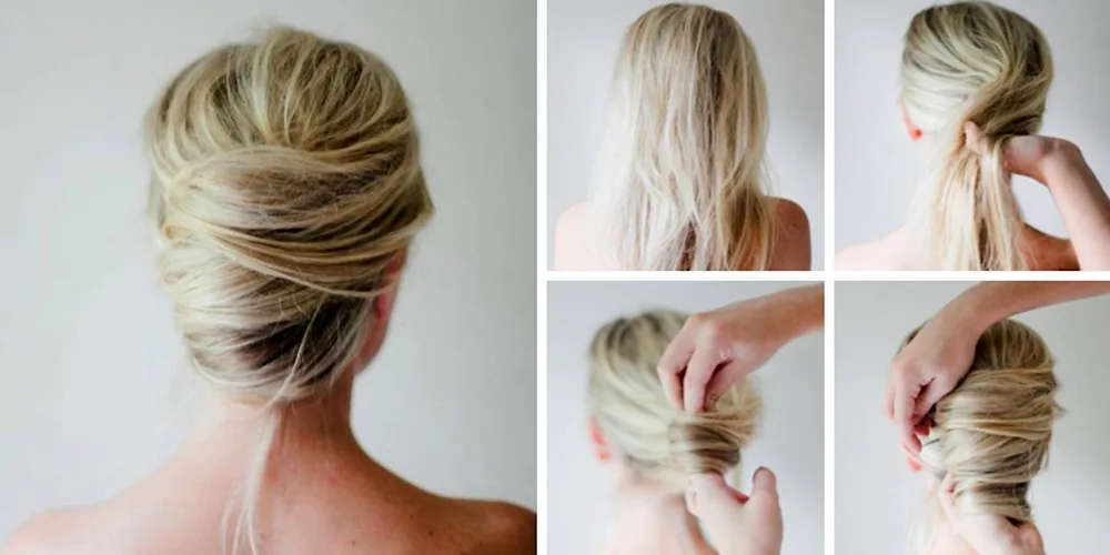 Bun hairstyle on top of the head