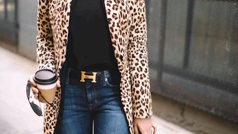 Looks like jeans with leopard top