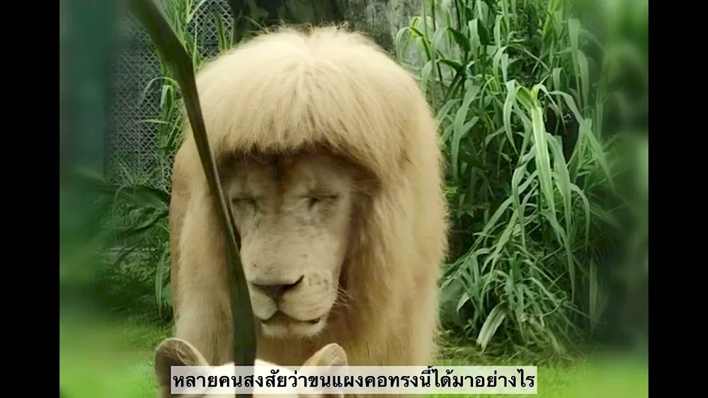 Lev from the Chinese zoo with hairstyle