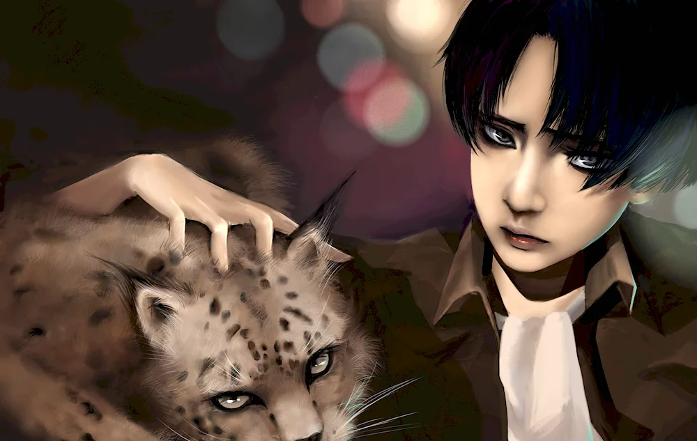Levi Ackerman with animals art