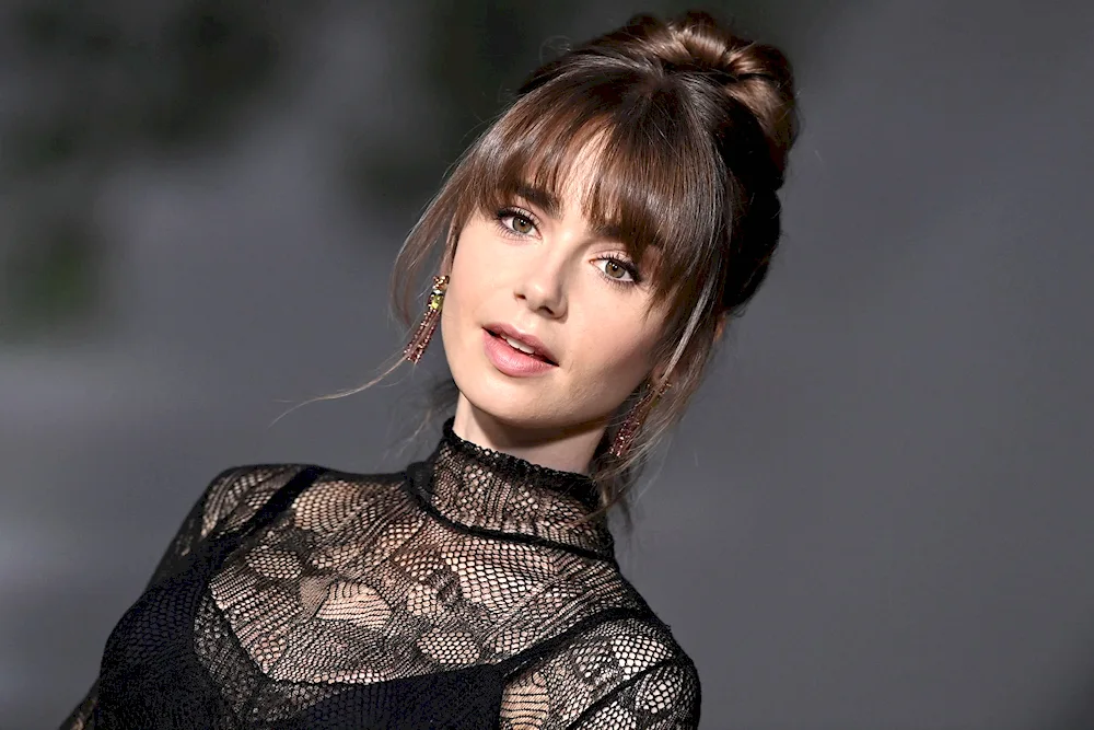 Lily Collins with bangs