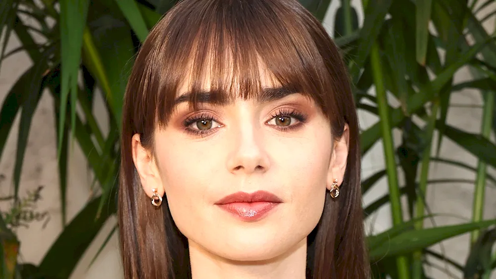 Lily Collins with bangs