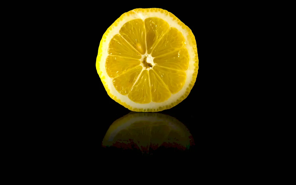 Lemon on black background