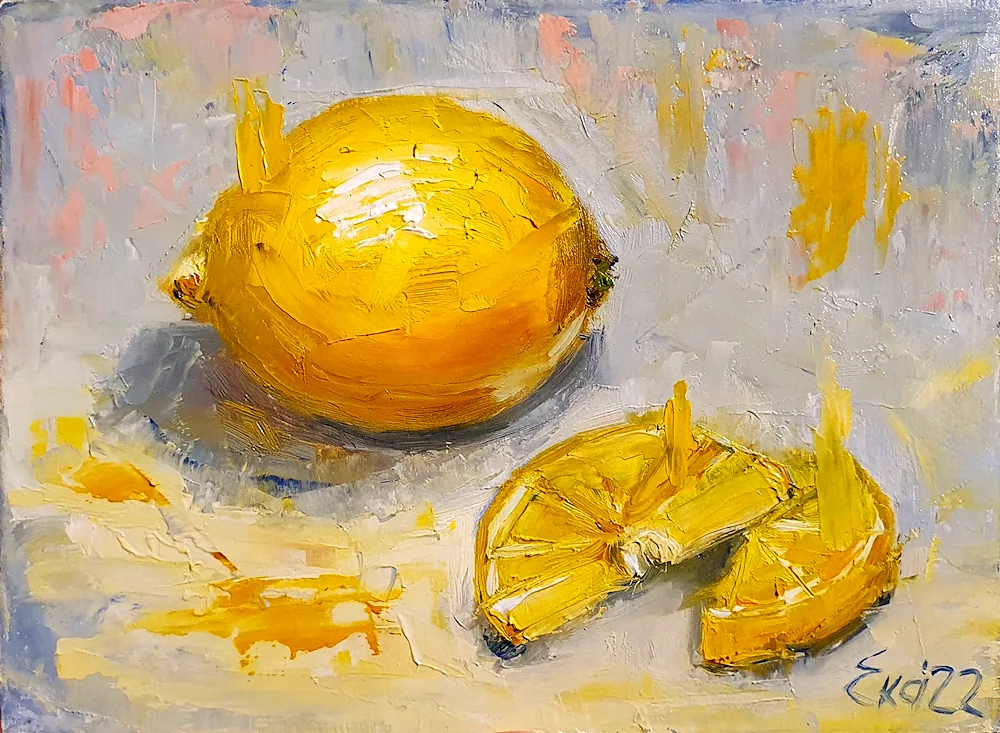 Lemons oil painting